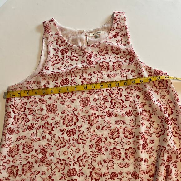 Max Studio Floral Sleeveless Top Womens Large White Maroon Blush Career Shell - Picture 8 of 9